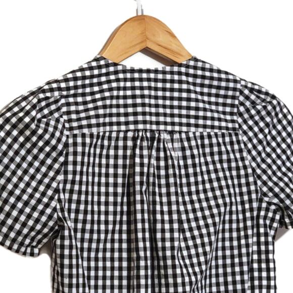 Madewell V Neck Short Sleeve Faux Wrap Front Tie Gingham Top Size XS - Picture 11 of 15